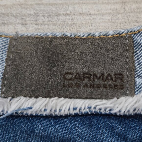 Carmar Color Panel Jeans Women's High Rise Chunky Fray Seam Hippie Grunge 24 - Picture 8 of 8